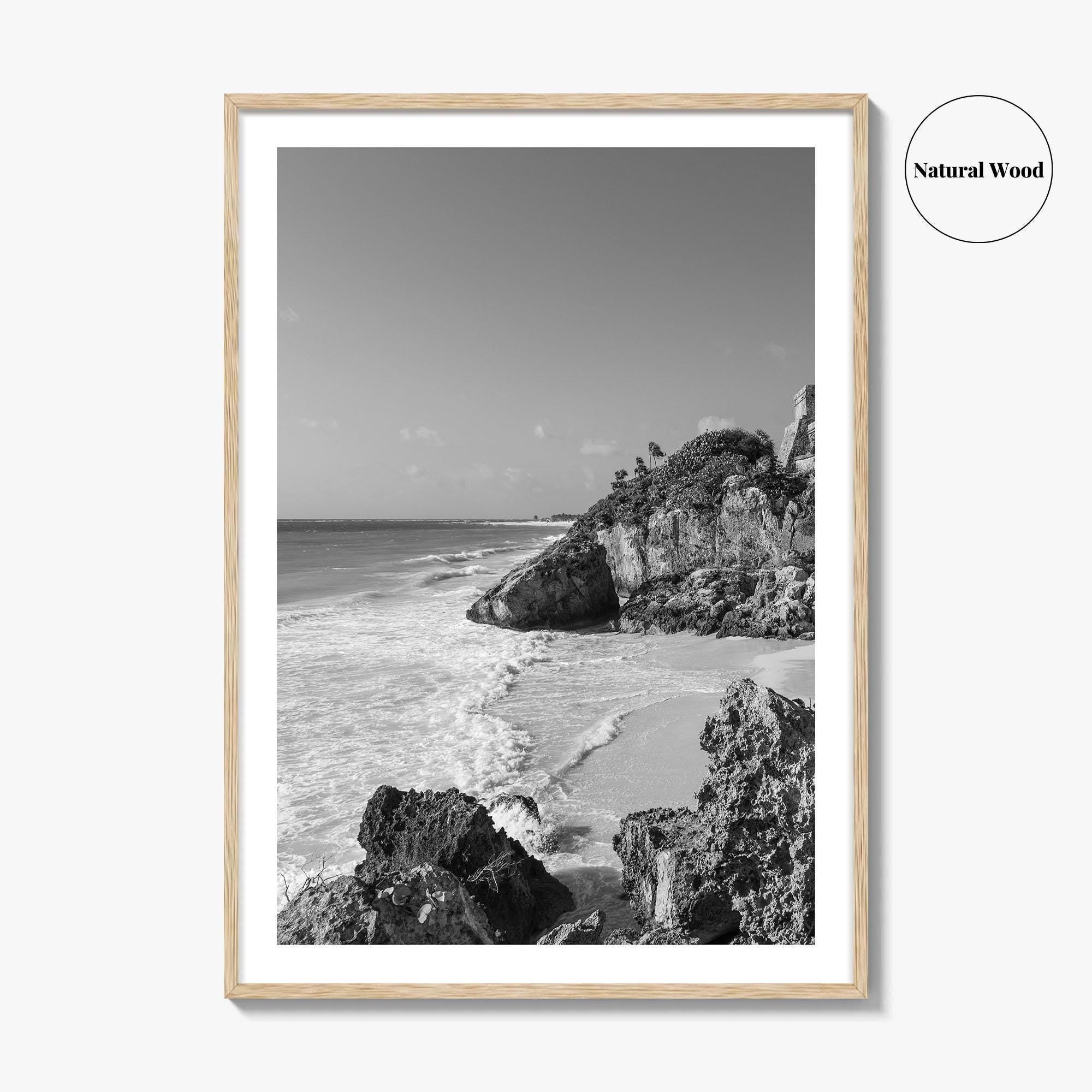 Tulum Black and White Fine Art Photo Print, Maya Ruins Quintana Roo Mexico Poster