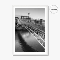 Dublin Black and White Fine Art Photo Print, Ha'penny Bridge, River Liffey, Ireland Poster