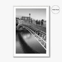 Dublin Black and White Fine Art Photo Print, Ha'penny Bridge, River Liffey, Ireland Poster