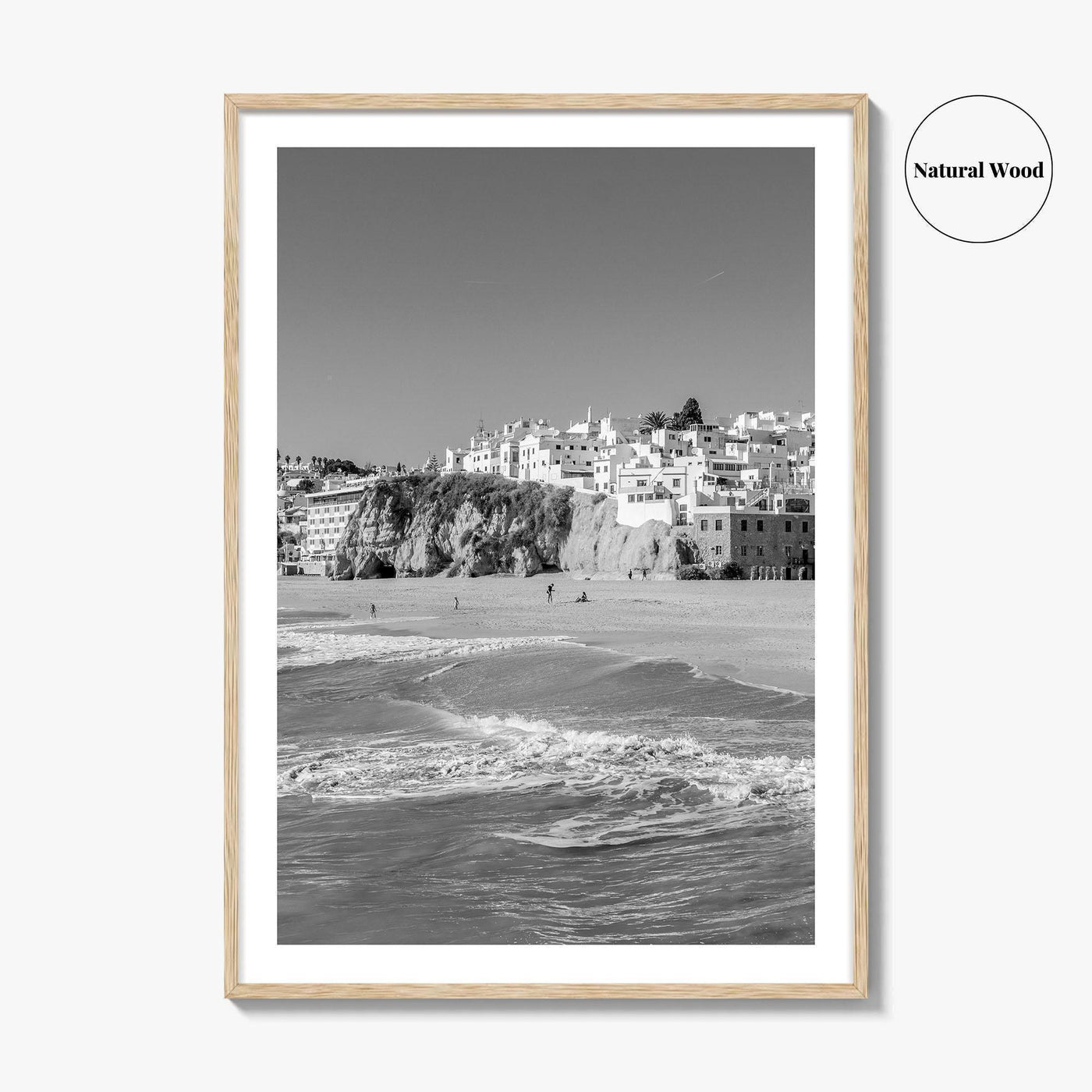 Albufeira Black and White Fine Art Photo Print, Algarve Portugal, Beach Wall Decor Poster