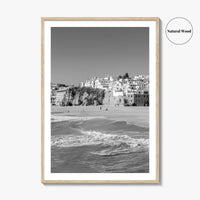 Albufeira Black and White Fine Art Photo Print, Algarve Portugal, Beach Wall Decor Poster