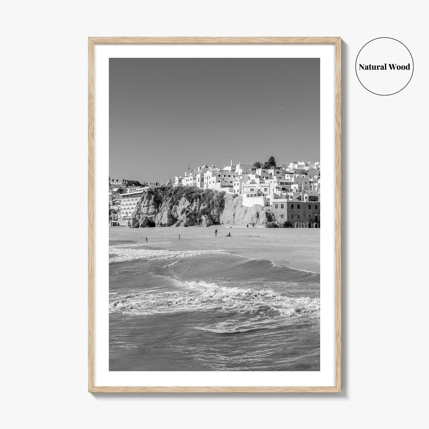 Albufeira Black and White Fine Art Photo Print, Algarve Portugal, Beach Wall Decor Poster