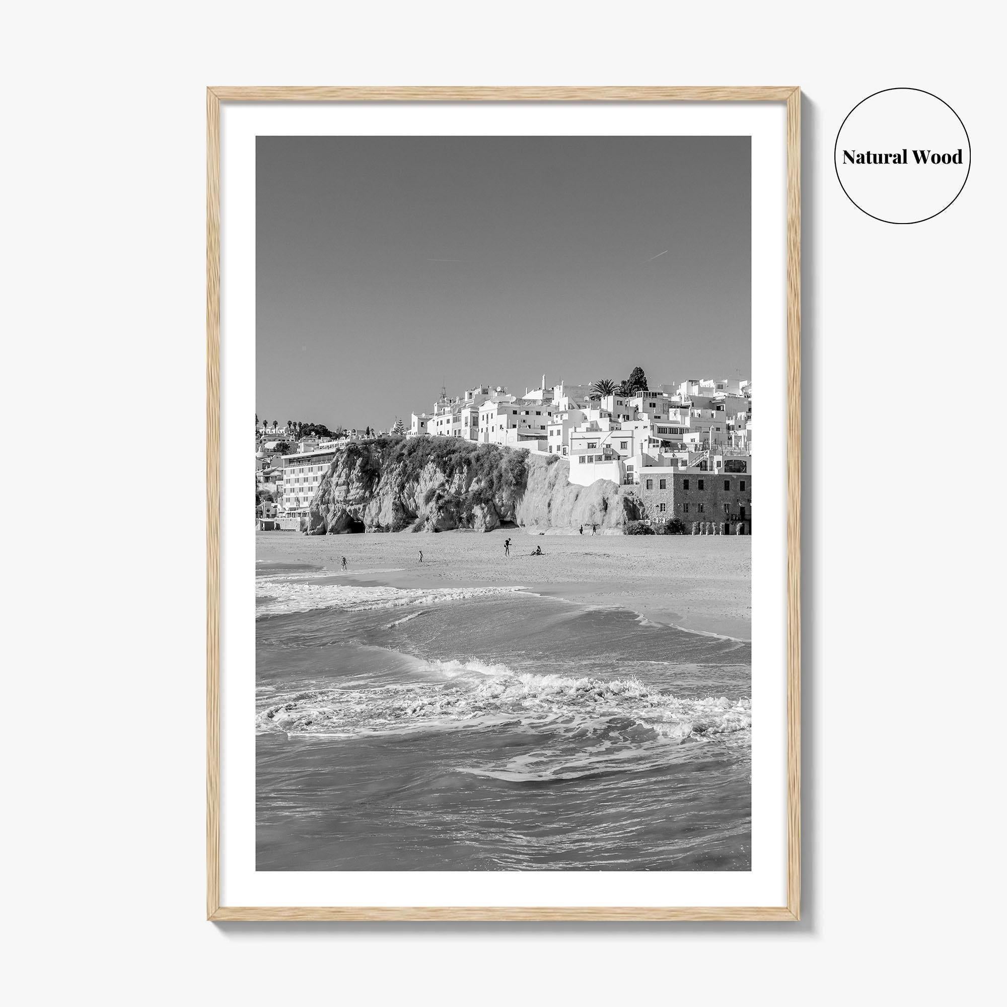 Albufeira Black and White Fine Art Photo Print, Algarve Portugal, Beach Wall Decor Poster