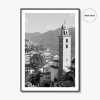 Lugano Black and White Fine Art Photo Print, Old Town, Ticino, Switzerland, Wall Decor