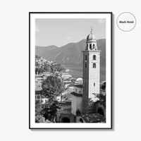 Lugano Black and White Fine Art Photo Print, Old Town, Ticino, Switzerland, Wall Decor