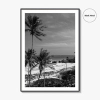 Barbados Black and White Fine Art Photo Print, Caribbean Beach Landscape Poster