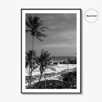 Barbados Black and White Fine Art Photo Print, Caribbean Beach Landscape Poster