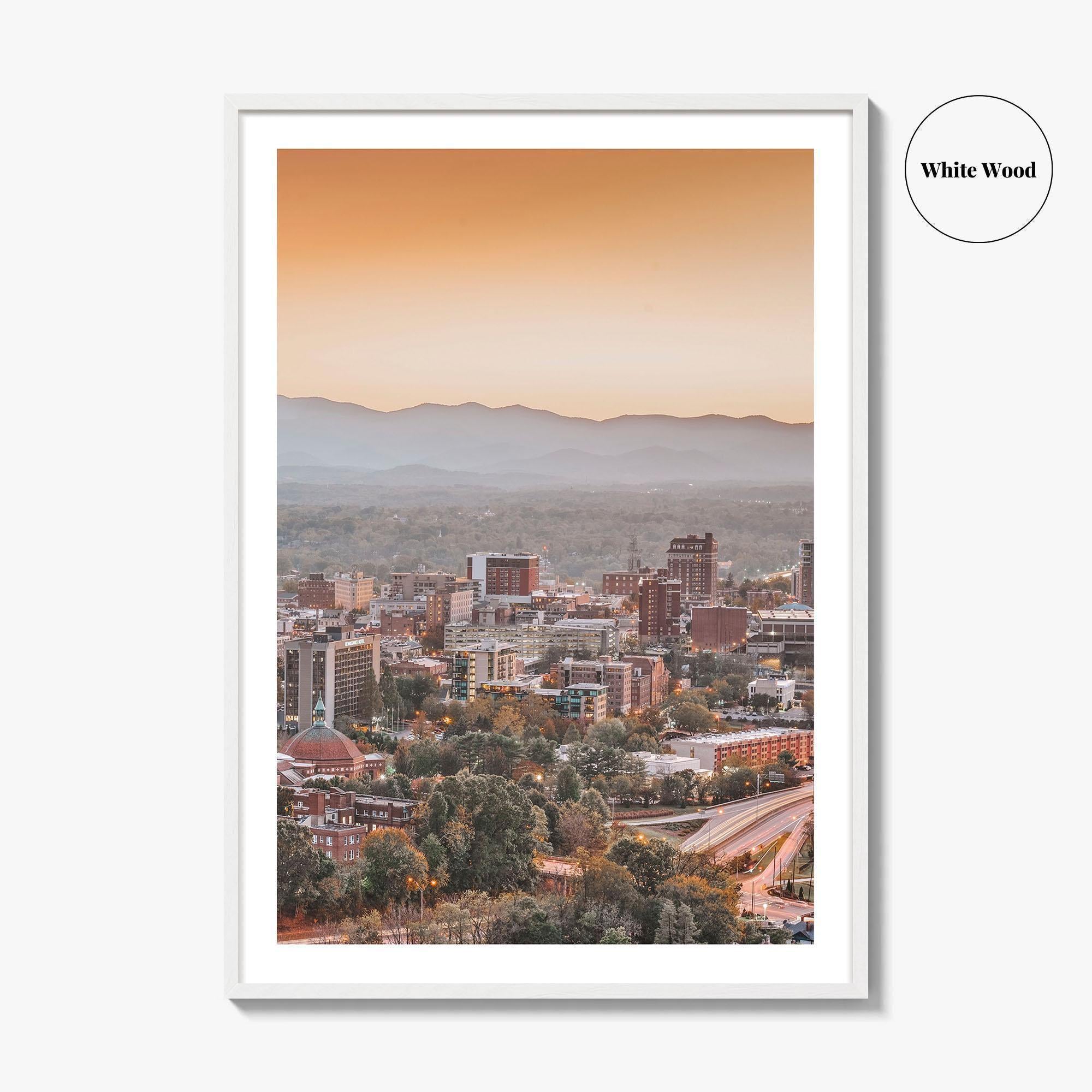 Asheville Skyline Fine Art Photo Print, Downtown, North Carolina USA Wall Decor Poster