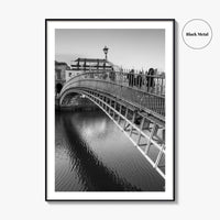 Dublin Black and White Fine Art Photo Print, Ha'penny Bridge, River Liffey, Ireland Poster