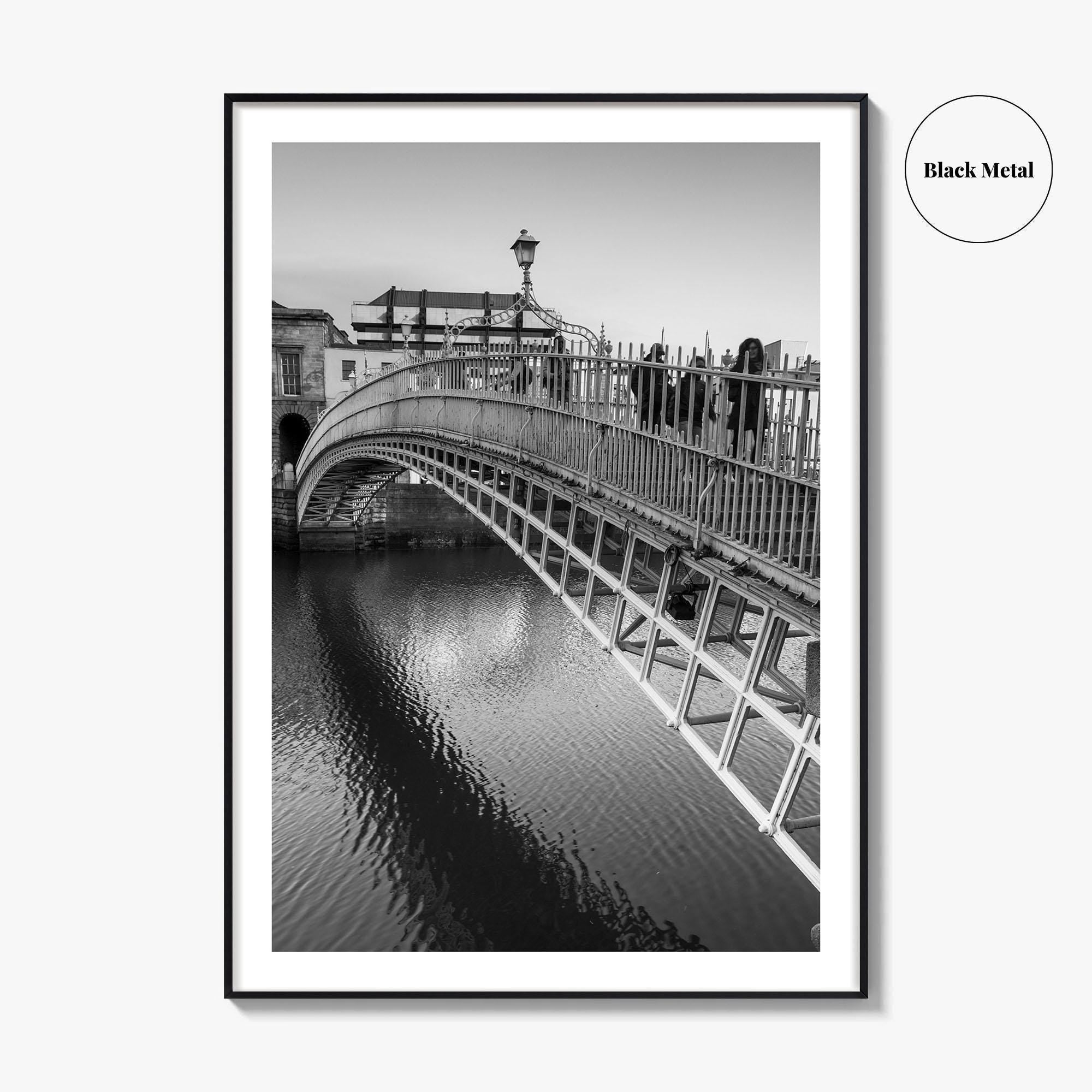 Dublin Black and White Fine Art Photo Print, Ha'penny Bridge, River Liffey, Ireland Poster