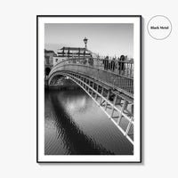 Dublin Black and White Fine Art Photo Print, Ha'penny Bridge, River Liffey, Ireland Poster