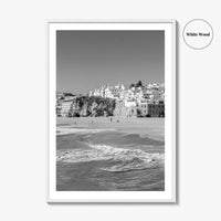 Albufeira Black and White Fine Art Photo Print, Algarve Portugal, Beach Wall Decor Poster