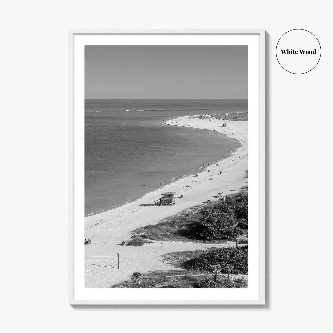 Siesta Key Black and White Fine Art Photo Print, Lido Beach, Sarasota Florida USA