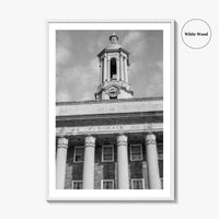 State College Black and White Fine Art Photo Print, Old Main University Park Poster