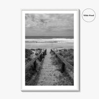 Whiritoa Black and White Fine Art Photo Print, Coromandel New Zealand North Island Poster