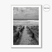 Whiritoa Black and White Fine Art Photo Print, Coromandel New Zealand North Island Poster