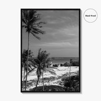 Barbados Black and White Fine Art Photo Print, Caribbean Beach Landscape Poster