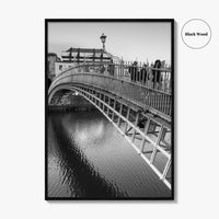 Dublin Black and White Fine Art Photo Print, Ha'penny Bridge, River Liffey, Ireland Poster
