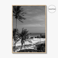Barbados Black and White Fine Art Photo Print, Caribbean Beach Landscape Poster
