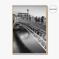 Dublin Black and White Fine Art Photo Print, Ha'penny Bridge, River Liffey, Ireland Poster