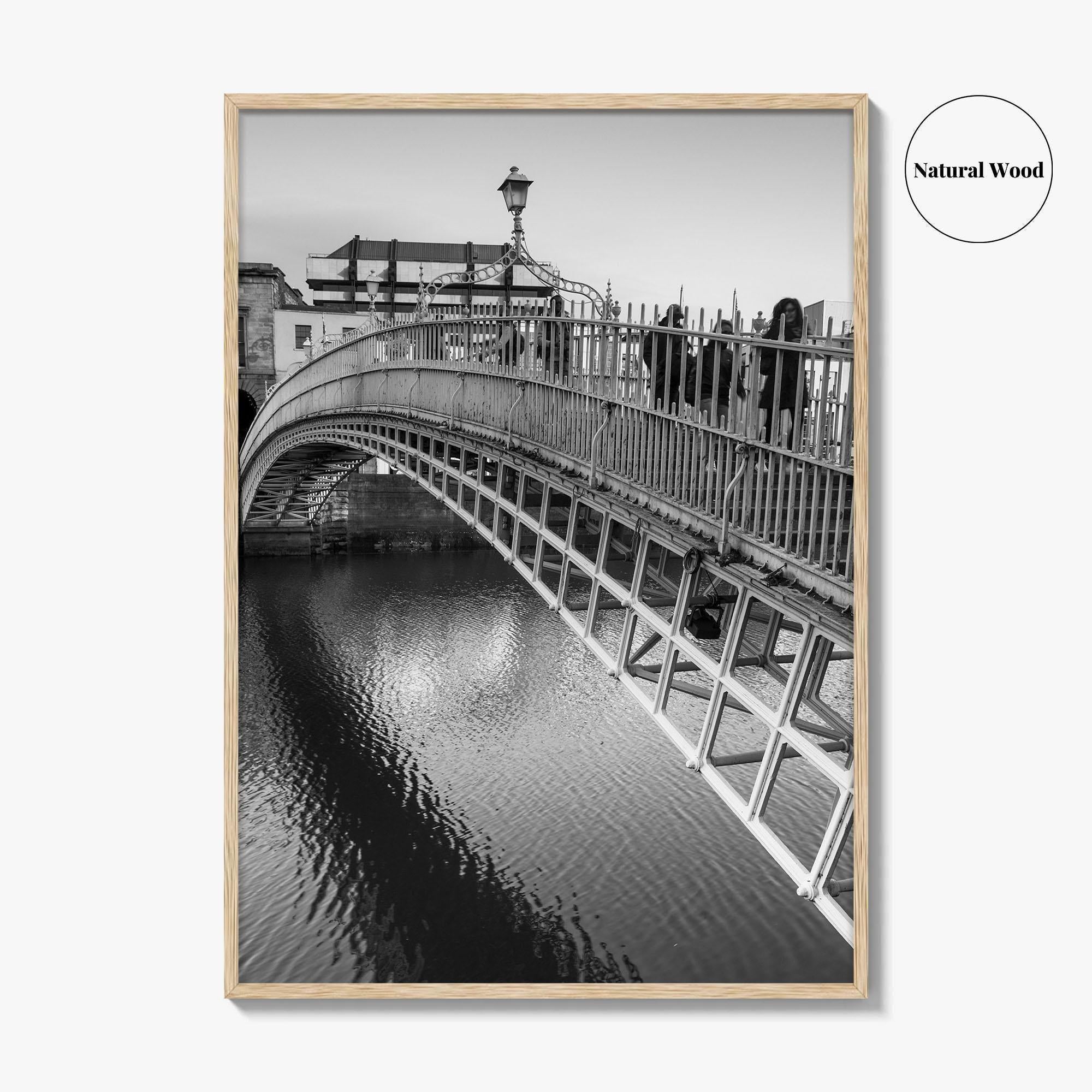 Dublin Black and White Fine Art Photo Print, Ha'penny Bridge, River Liffey, Ireland Poster