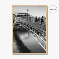 Dublin Black and White Fine Art Photo Print, Ha'penny Bridge, River Liffey, Ireland Poster