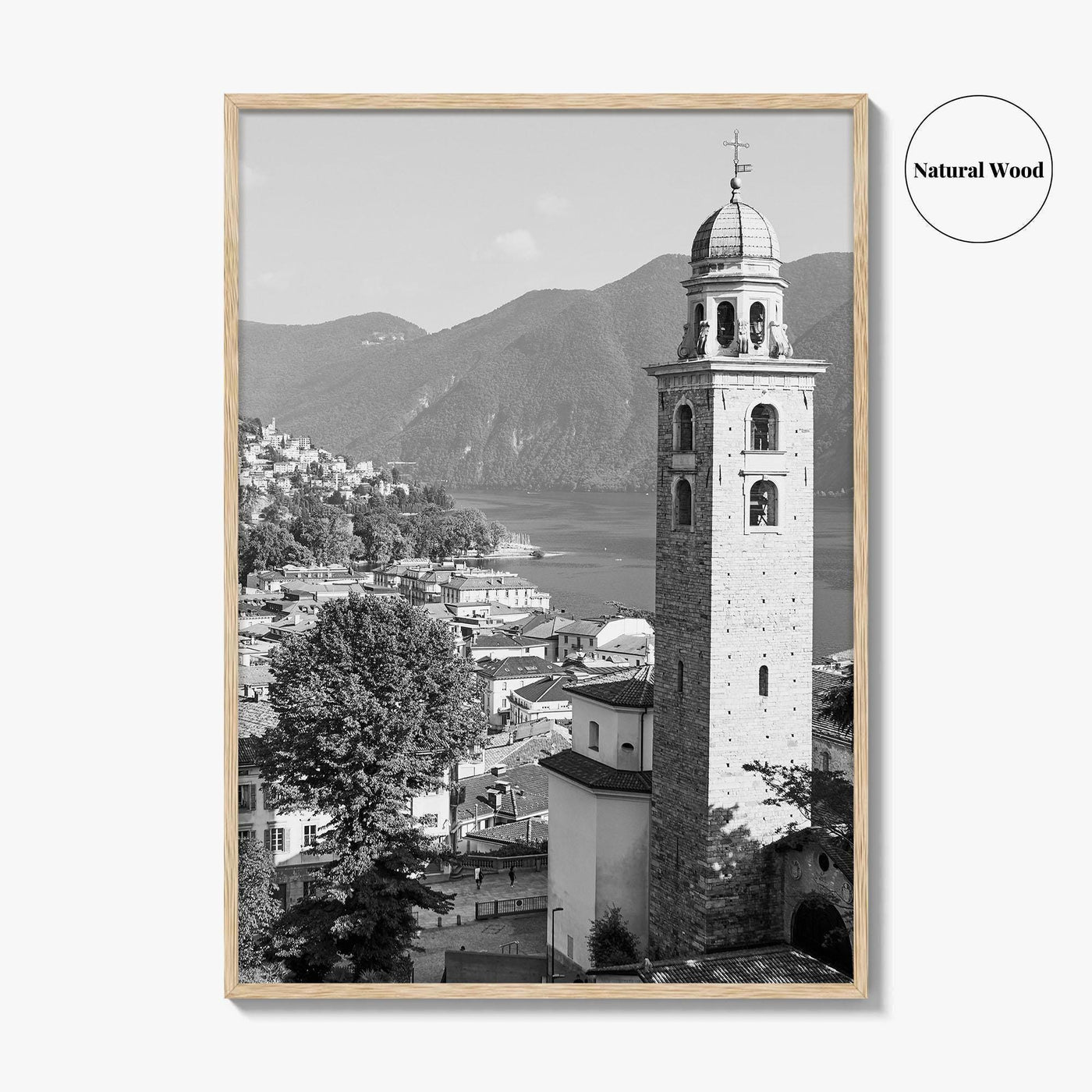 Lugano Black and White Fine Art Photo Print, Old Town, Ticino, Switzerland, Wall Decor