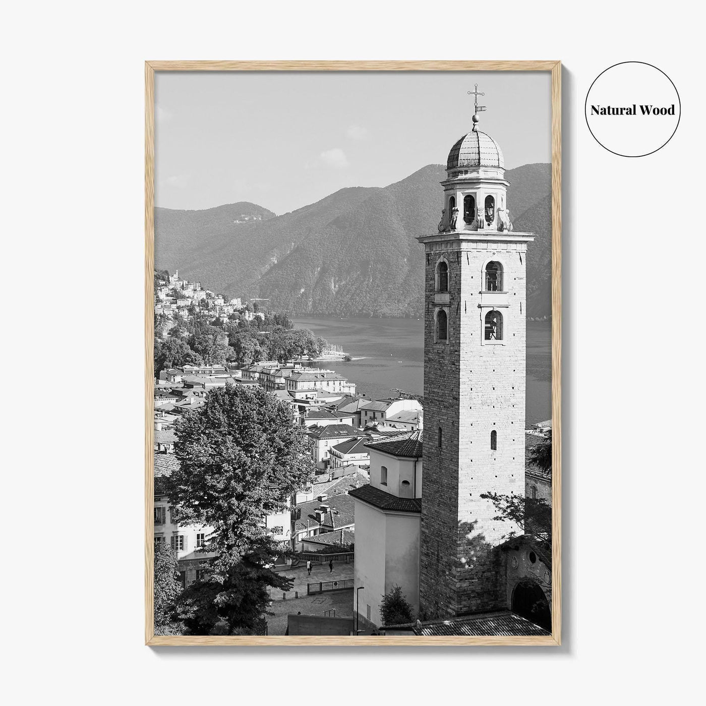 Lugano Black and White Fine Art Photo Print, Old Town, Ticino, Switzerland, Wall Decor
