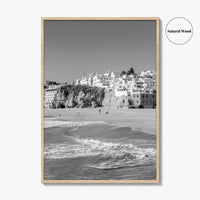 Albufeira Black and White Fine Art Photo Print, Algarve Portugal, Beach Wall Decor Poster
