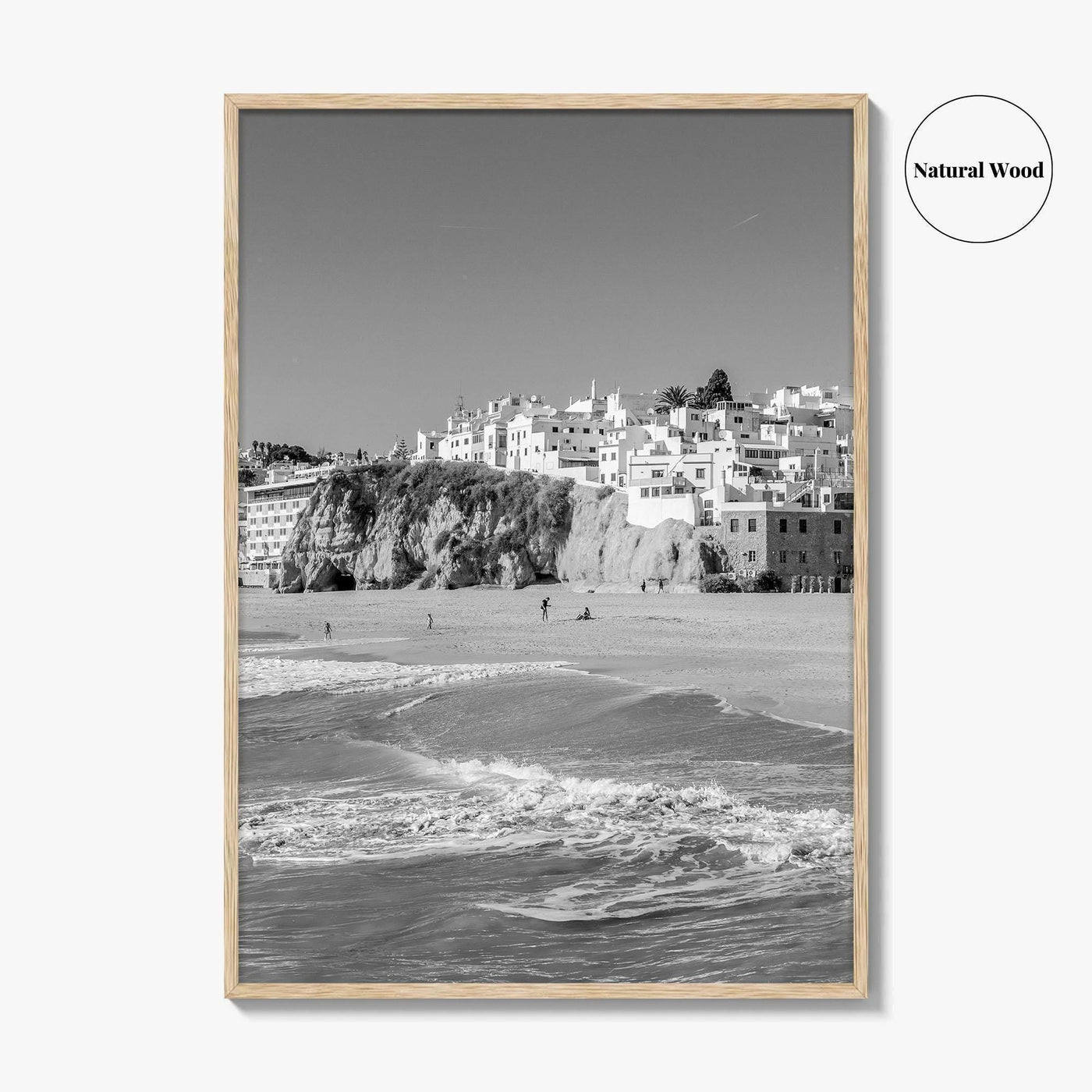 Albufeira Black and White Fine Art Photo Print, Algarve Portugal, Beach Wall Decor Poster
