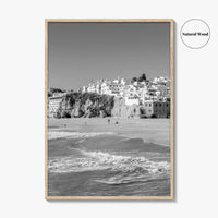 Albufeira Black and White Fine Art Photo Print, Algarve Portugal, Beach Wall Decor Poster