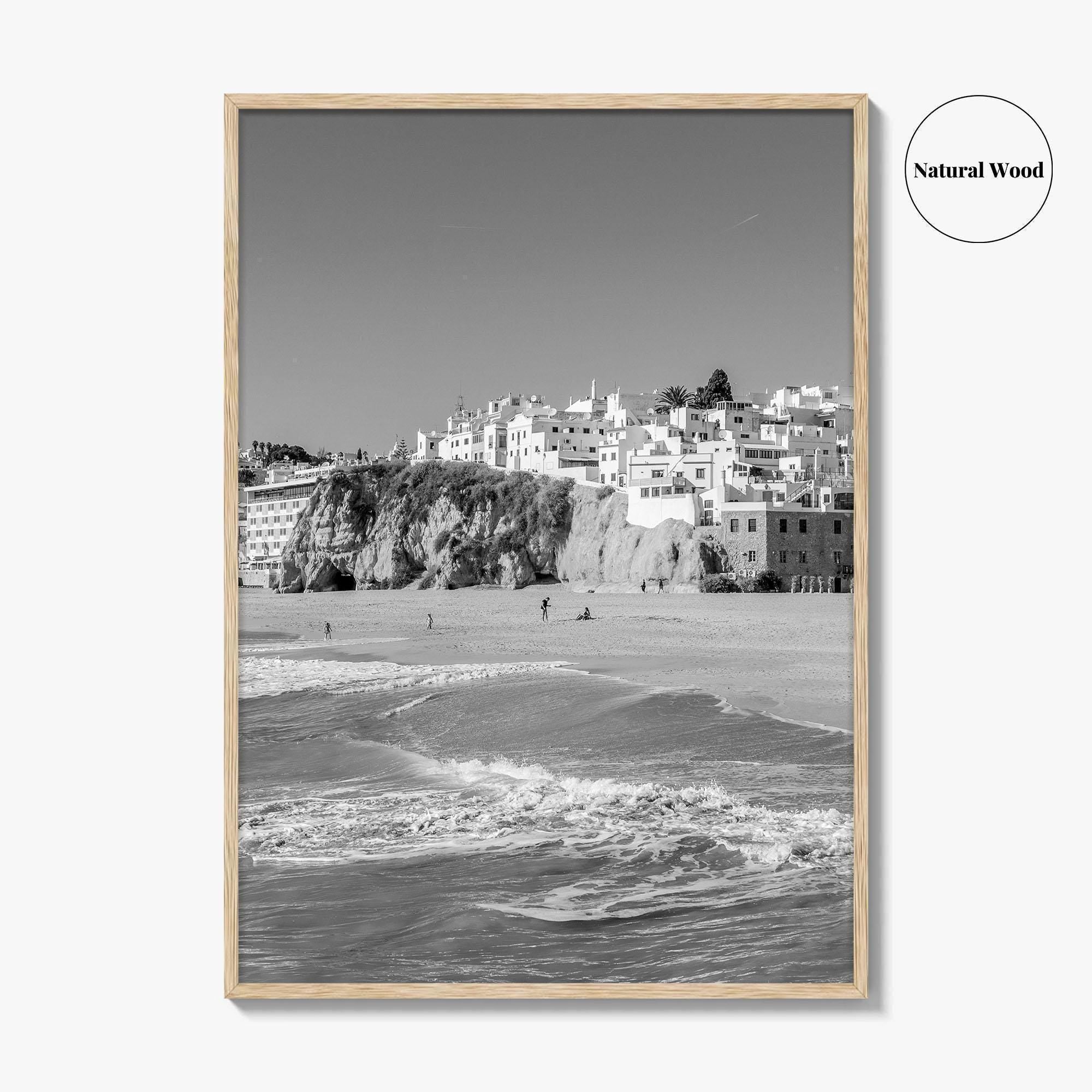 Albufeira Black and White Fine Art Photo Print, Algarve Portugal, Beach Wall Decor Poster