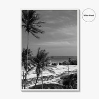 Barbados Black and White Fine Art Photo Print, Caribbean Beach Landscape Poster