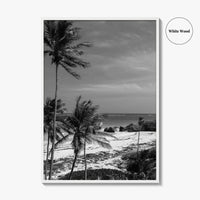 Barbados Black and White Fine Art Photo Print, Caribbean Beach Landscape Poster