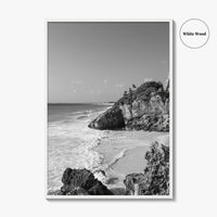 Tulum Black and White Fine Art Photo Print, Maya Ruins Quintana Roo Mexico Poster
