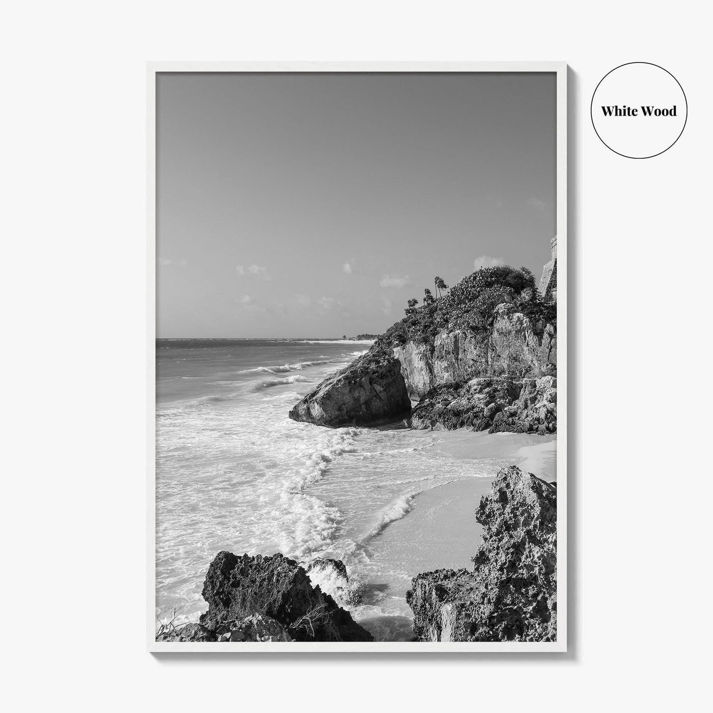 Tulum Black and White Fine Art Photo Print, Maya Ruins Quintana Roo Mexico Poster