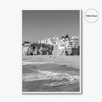 Albufeira Black and White Fine Art Photo Print, Algarve Portugal, Beach Wall Decor Poster
