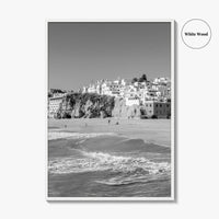 Albufeira Black and White Fine Art Photo Print, Algarve Portugal, Beach Wall Decor Poster