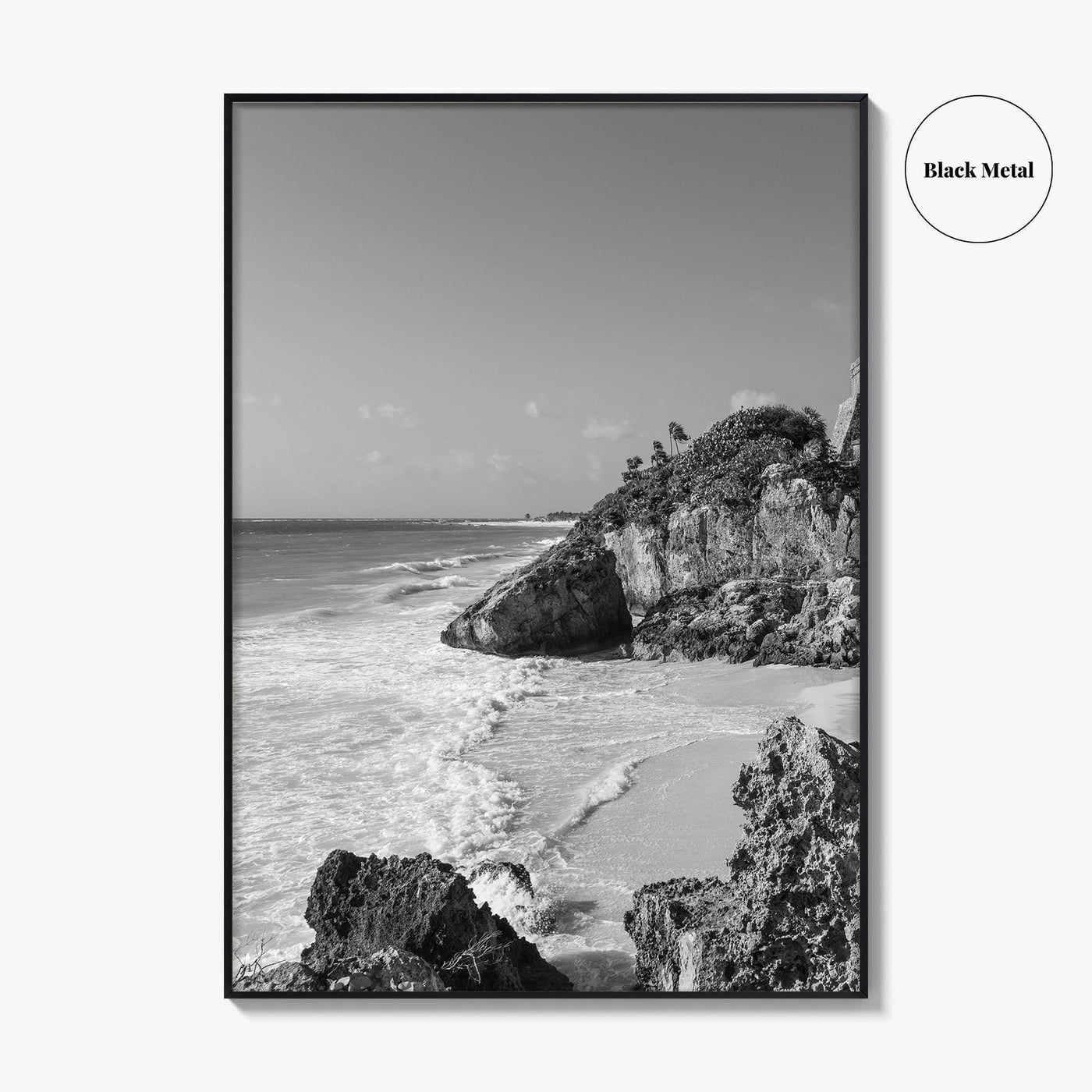 Tulum Black and White Fine Art Photo Print, Maya Ruins Quintana Roo Mexico Poster