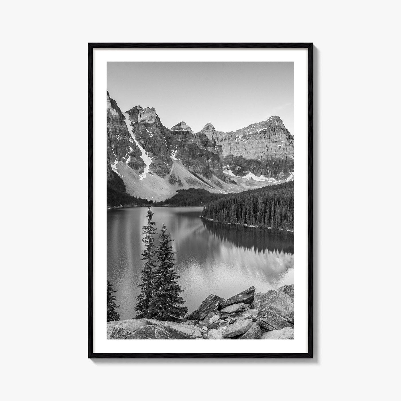 Moraine Lake Black and White Fine Art Photo Print, Banff, Alberta Canada