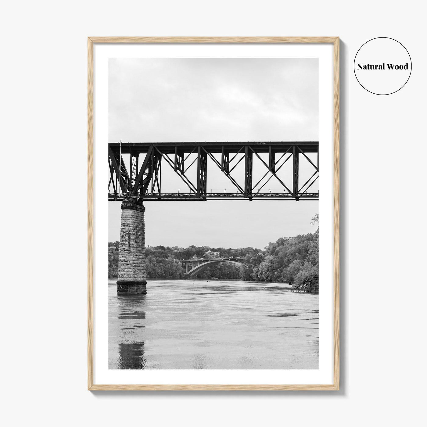 Mississippi River Minneapolis Black and White Fine Art Photo Print, Minnesota Poster