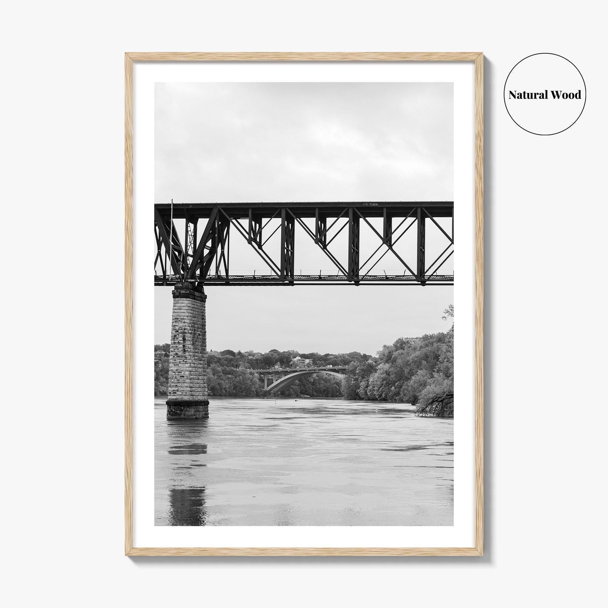 Mississippi River Minneapolis Black and White Fine Art Photo Print, Minnesota Poster