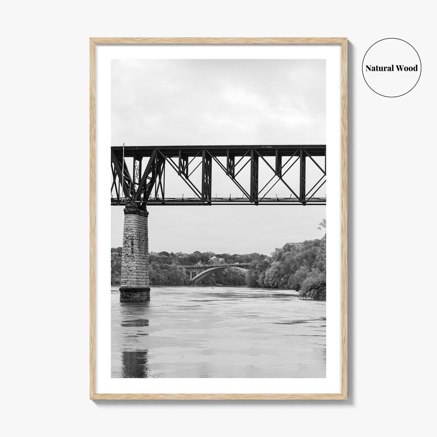 Mississippi River Minneapolis Black and White Fine Art Photo Print, Minnesota Poster