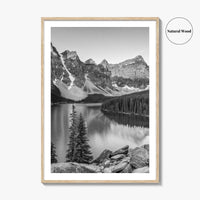 Moraine Lake Black and White Fine Art Photo Print, Banff, Alberta Canada