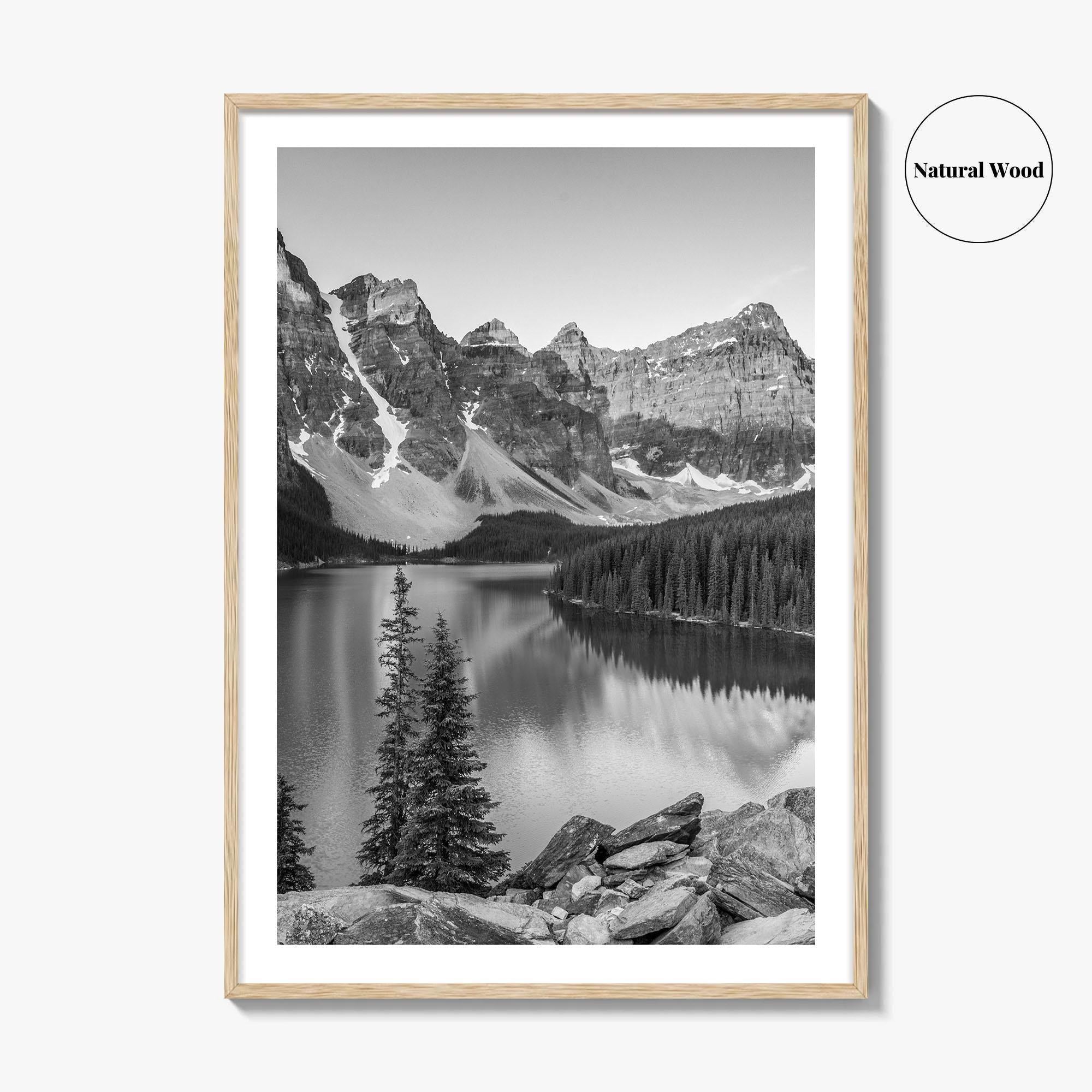 Moraine Lake Black and White Fine Art Photo Print, Banff, Alberta Canada