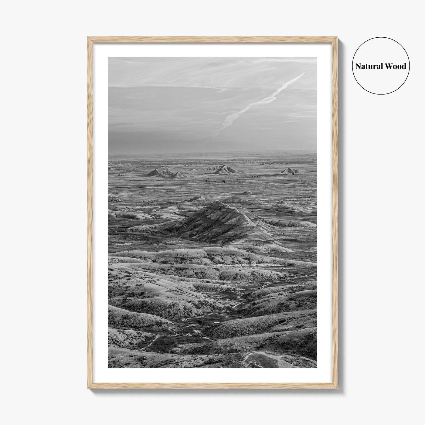 Badlands National Park Black and White Fine Art Photo Print, South Dakota Panorama Poster