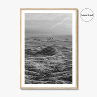 Badlands National Park Black and White Fine Art Photo Print, South Dakota Panorama Poster