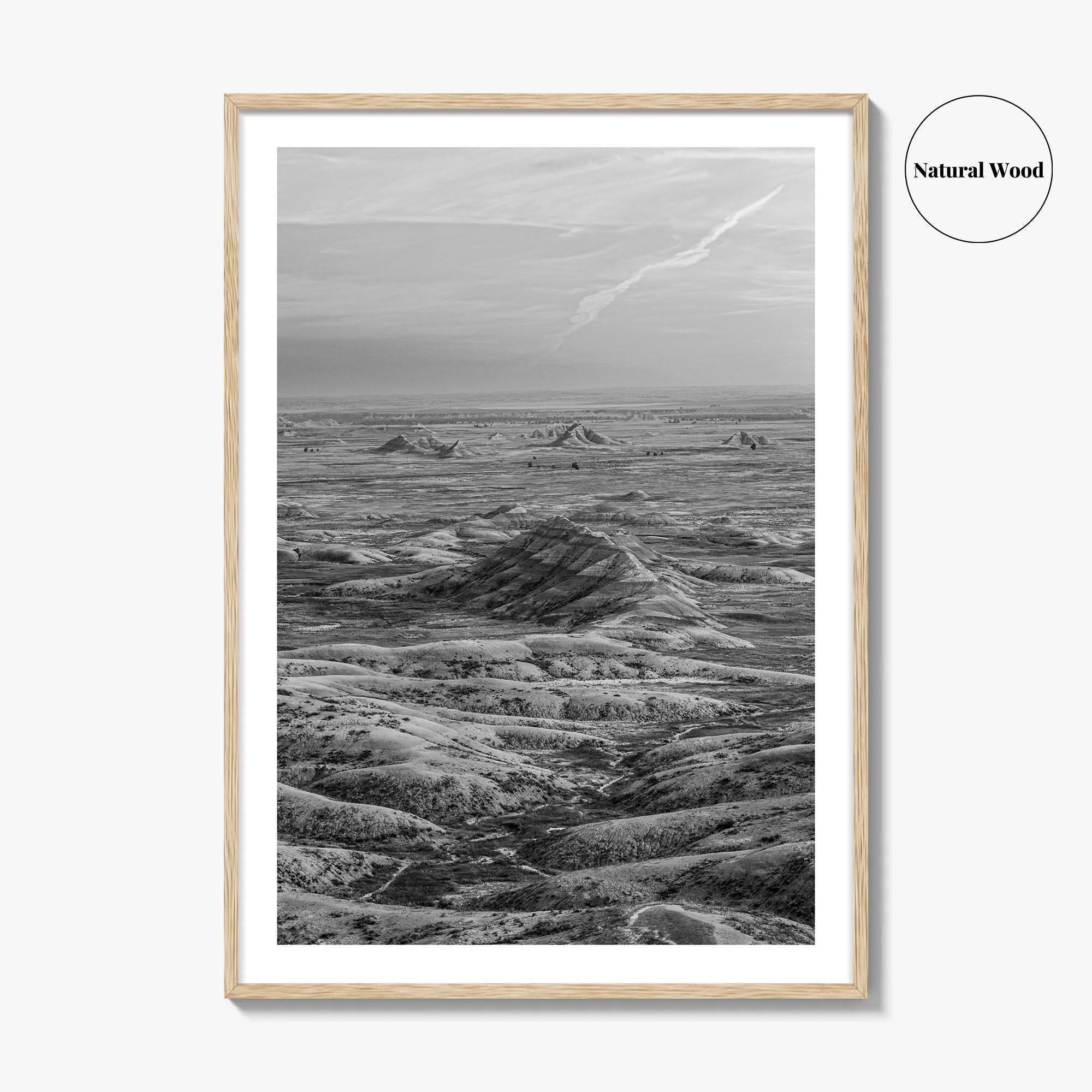 Badlands National Park Black and White Fine Art Photo Print, South Dakota Panorama Poster