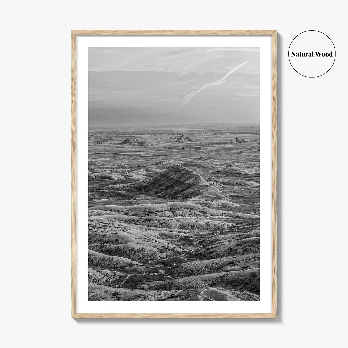Badlands National Park Black and White Fine Art Photo Print, South Dakota Panorama Poster