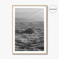 Badlands National Park Black and White Fine Art Photo Print, South Dakota Panorama Poster